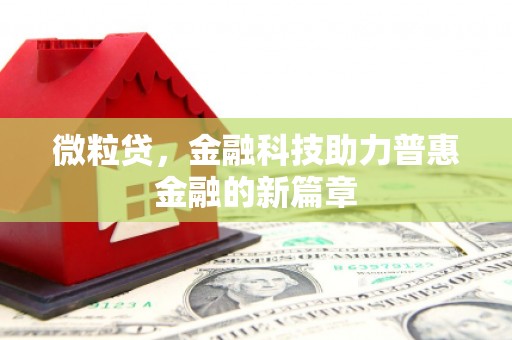 睢宁微粒贷，金融科技助力普惠金融的新篇章