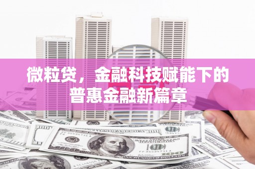 睢宁微粒贷，金融科技赋能下的普惠金融新篇章