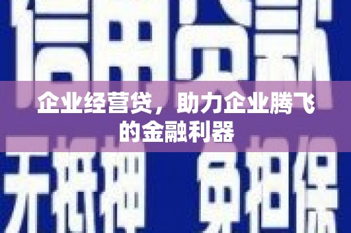睢宁企业经营贷，助力企业腾飞的金融利器