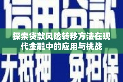 睢宁探索贷款风险转移方法在现代金融中的应用与挑战