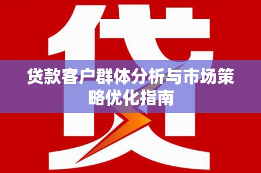 睢宁贷款客户群体分析与市场策略优化指南