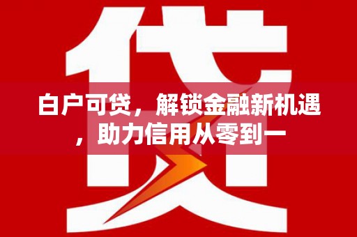 睢宁白户可贷，解锁金融新机遇，助力信用从零到一