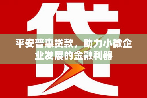 睢宁平安普惠贷款，助力小微企业发展的金融利器