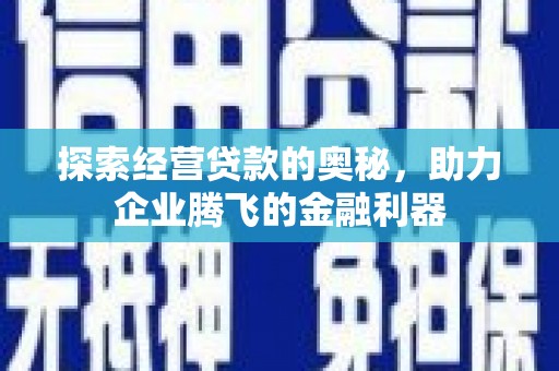 睢宁探索经营贷款的奥秘，助力企业腾飞的金融利器