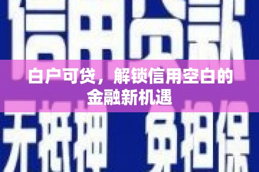 睢宁白户可贷，解锁信用空白的金融新机遇