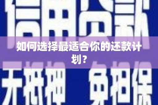 睢宁如何选择最适合你的还款计划？