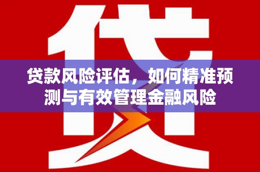 睢宁贷款风险评估，如何精准预测与有效管理金融风险