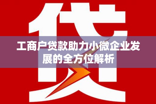 睢宁工商户贷款助力小微企业发展的全方位解析