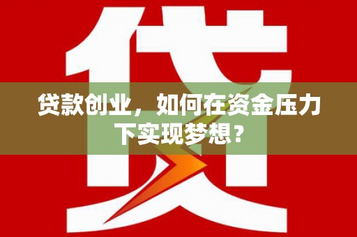 睢宁贷款创业，如何在资金压力下实现梦想？