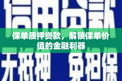 睢宁保单质押贷款，解锁保单价值的金融利器