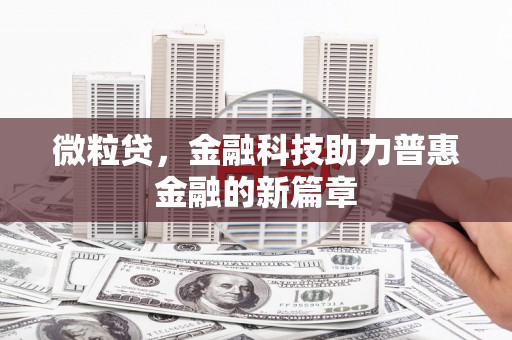 睢宁微粒贷，金融科技助力普惠金融的新篇章