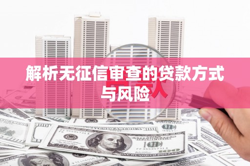 睢宁解析无征信审查的贷款方式与风险